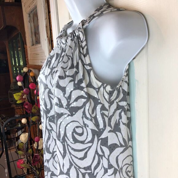 Womens MSK Small Oscar Sequins Floral Halter Style Ruffle Dress Grey & White S - Picture 7 of 12